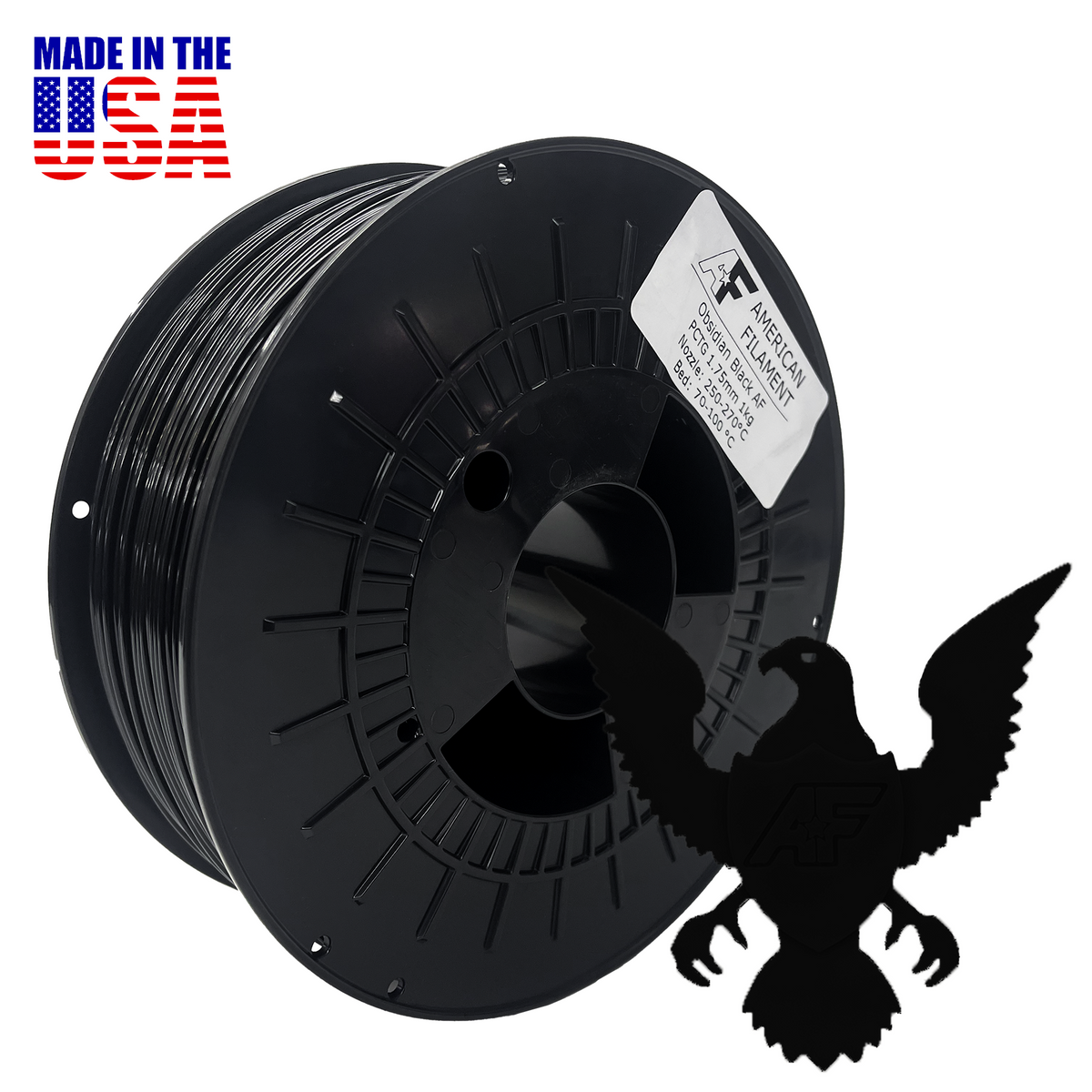 Obsidian Black American Filament PCTG spool for functional parts and outdoor-use printing