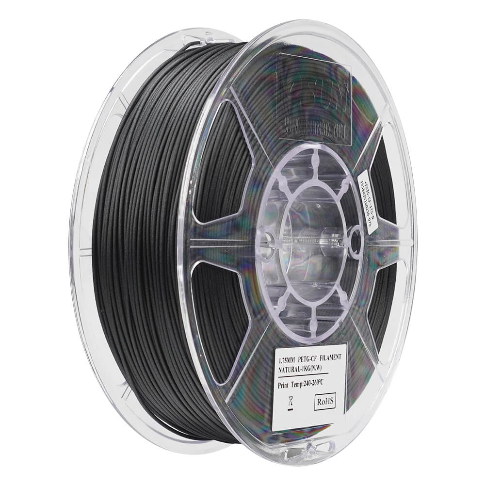 Black 1 kg spool of eSUN PETG-CF carbon-fiber reinforced PETG filament