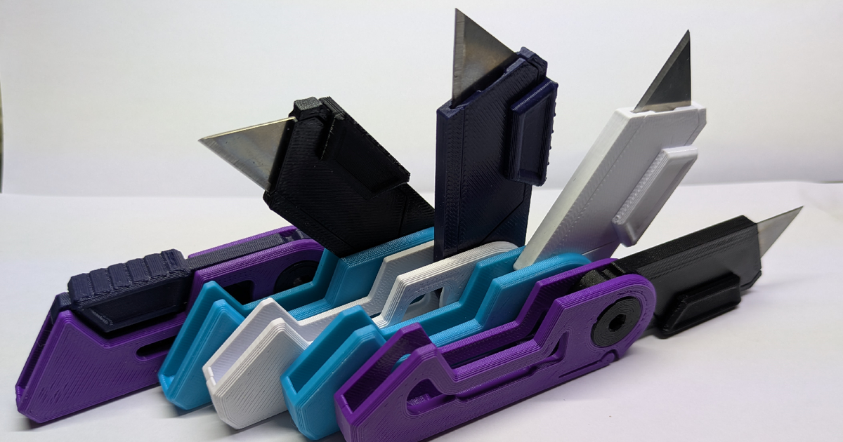 3D printed foldable utility knife blade holder for standard 19x61 blades