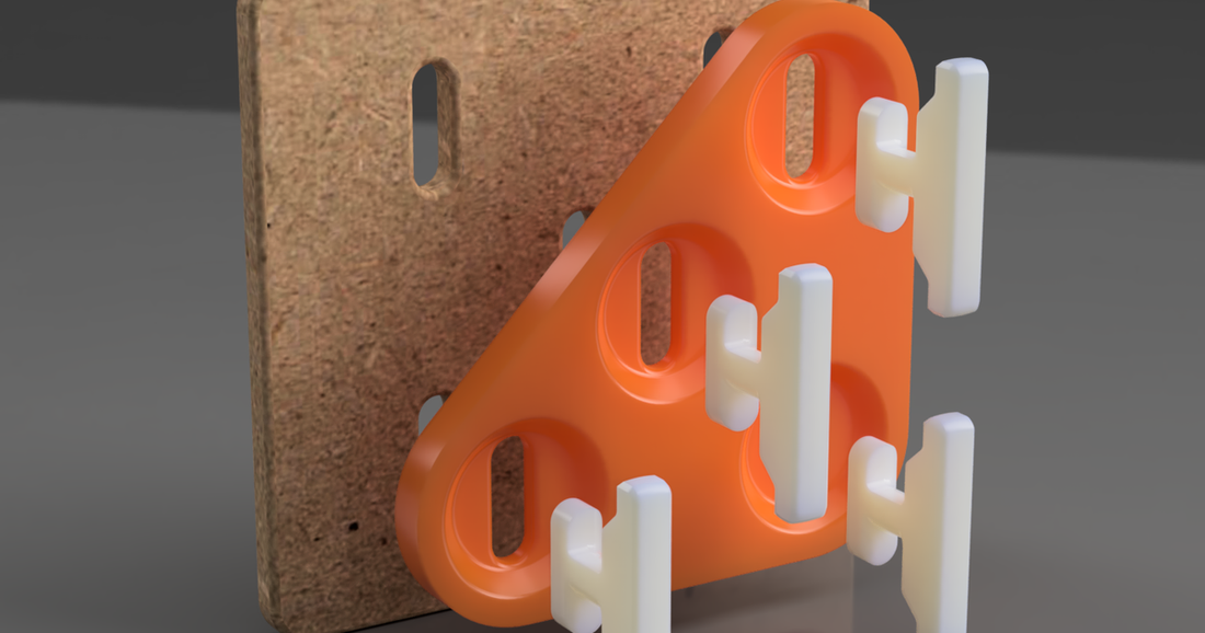 3D printed IKEA SKADIS T-clip system for modular pegboard attachments