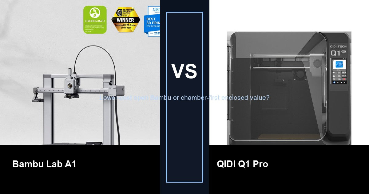 Bambu Lab A1 vs QIDI Q1 Pro comparison hero image