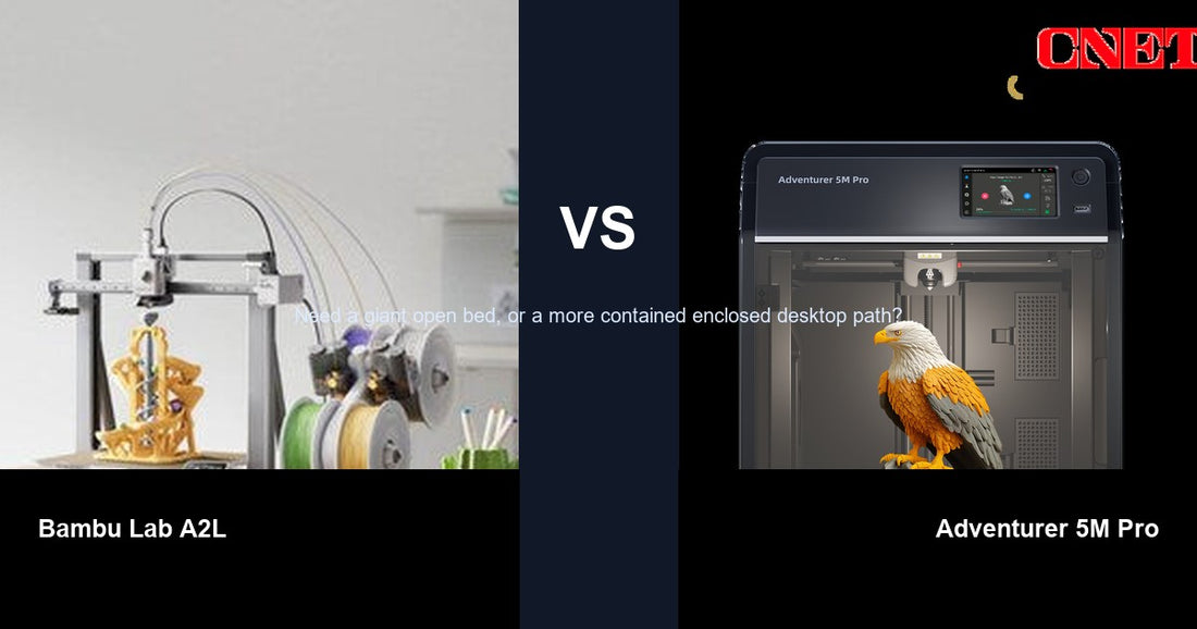 Bambu Lab A2L vs FlashForge Adventurer 5M Pro comparison hero image