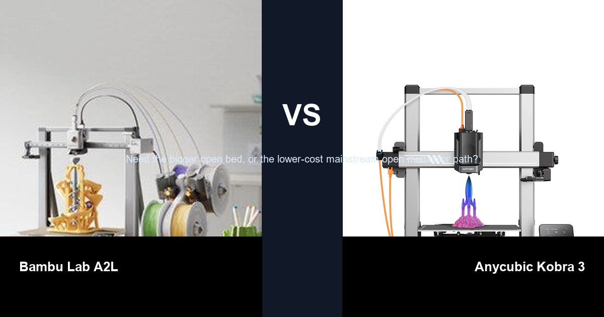 Bambu Lab A2L vs Anycubic Kobra 3 comparison hero image