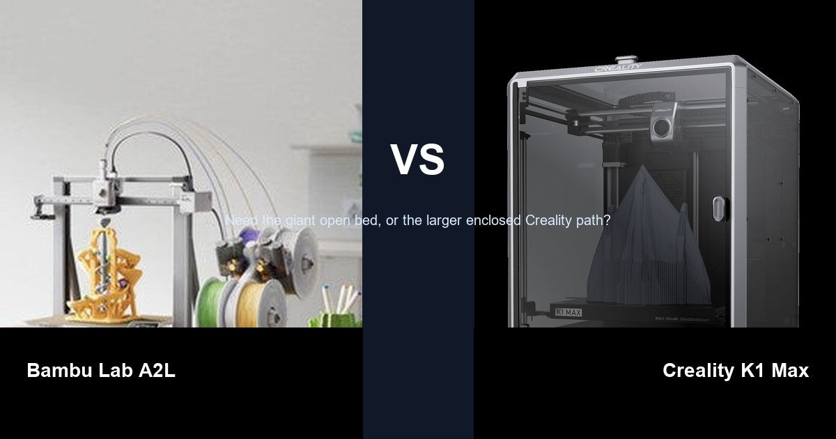 Bambu Lab A2L vs Creality K1 Max comparison hero image
