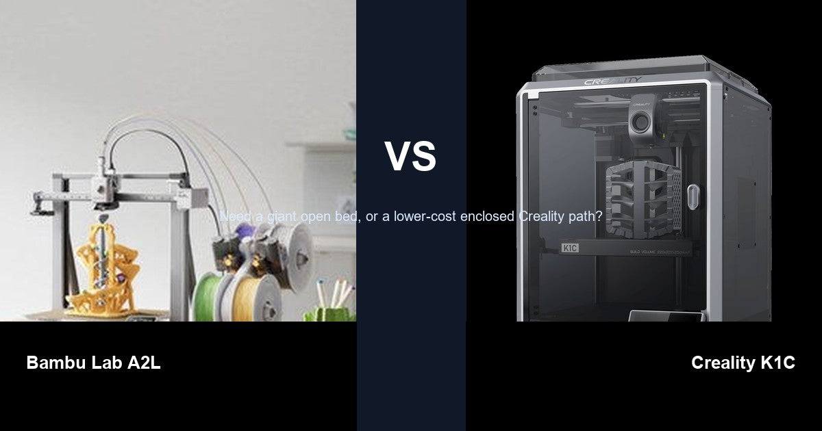Bambu Lab A2L vs Creality K1C comparison hero image