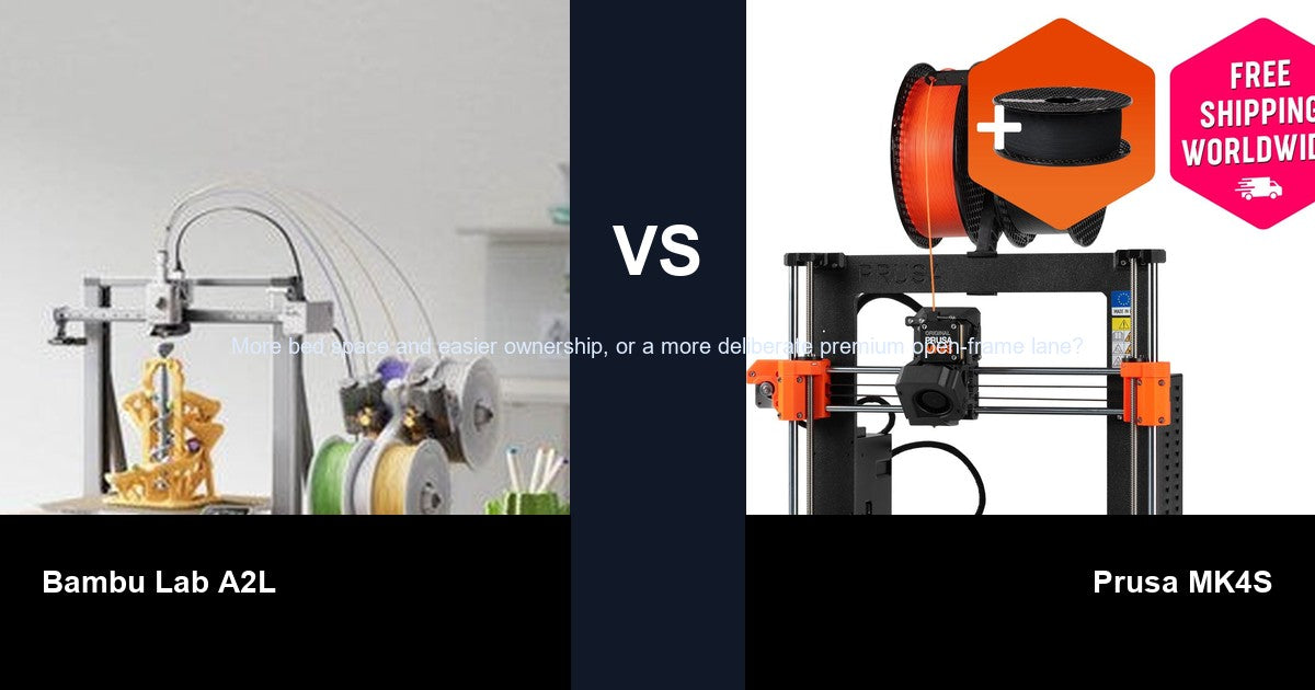 Bambu Lab A2L vs Prusa MK4S comparison hero image