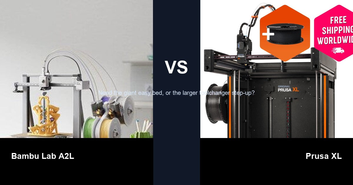 Bambu Lab A2L vs Prusa XL comparison hero image