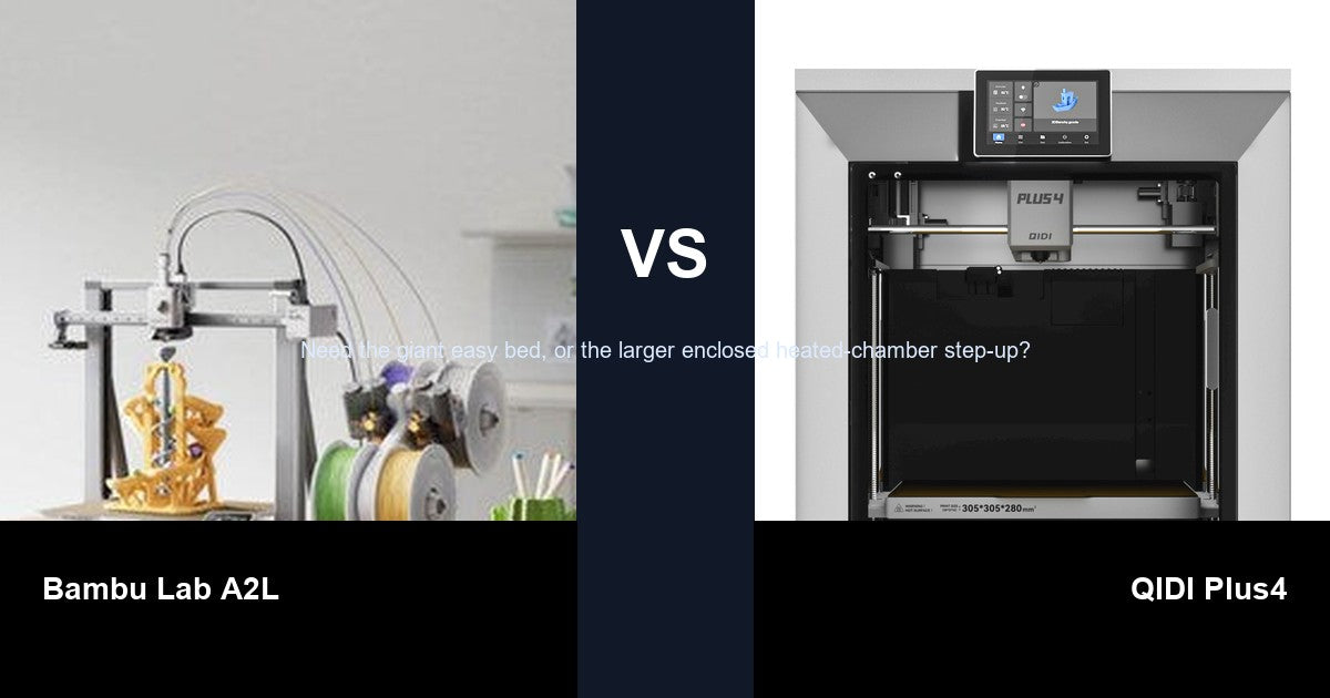 Bambu Lab A2L vs QIDI Plus4 comparison hero image