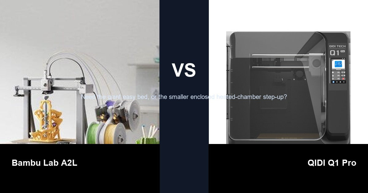 Bambu Lab A2L vs QIDI Q1 Pro comparison hero image