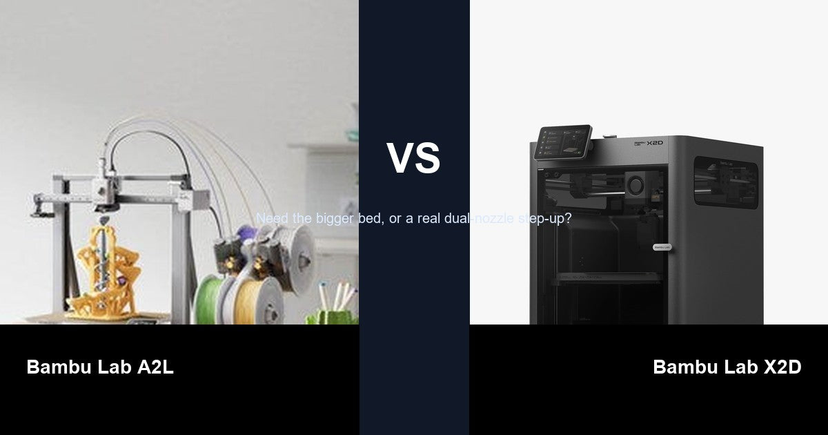 Bambu Lab A2L vs Bambu Lab X2D comparison hero image