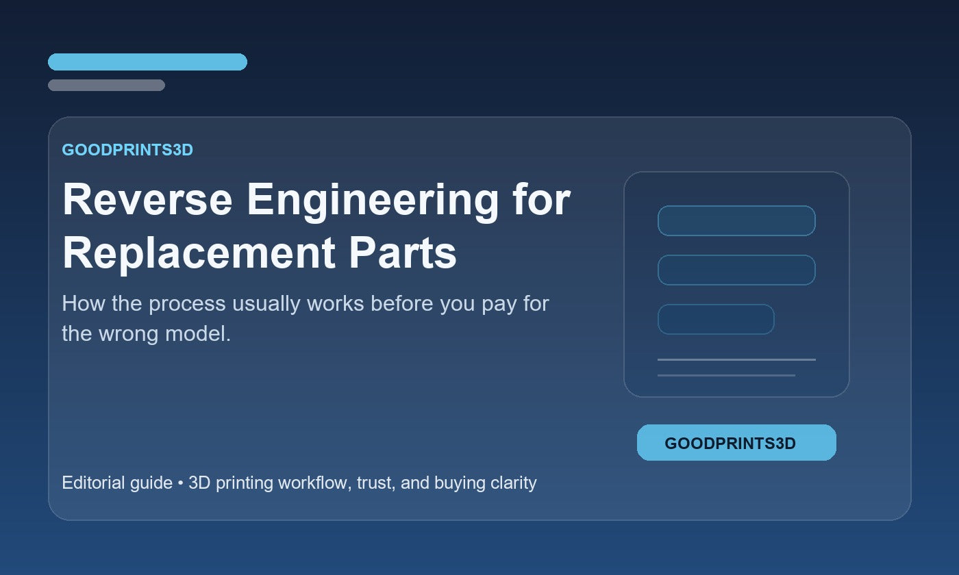 Branded GoodPrints3D article image for a guide about reverse engineering 3D printed replacement parts.