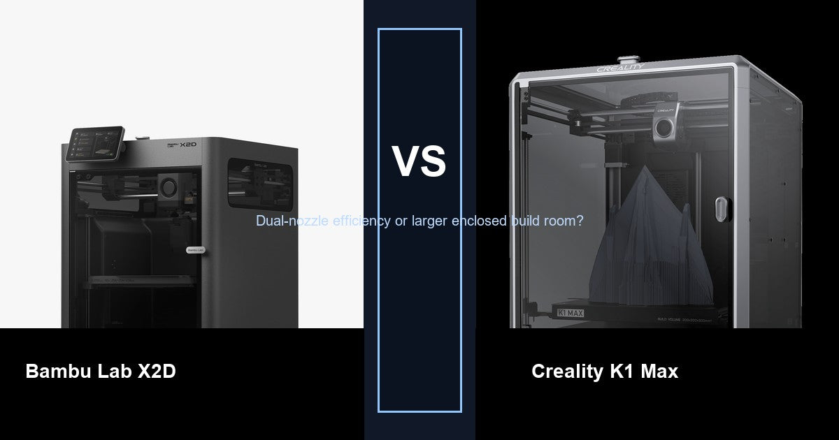 Bambu Lab X2D vs Creality K1 Max comparison hero image