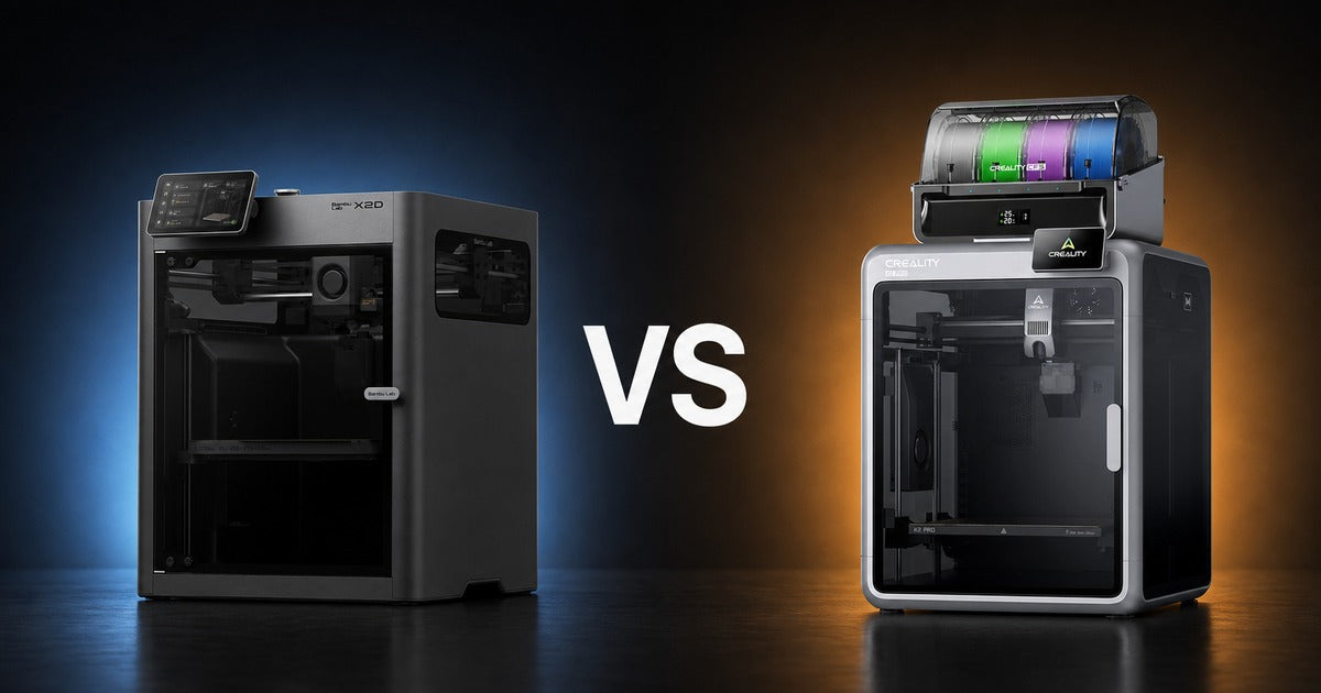 Bambu Lab X2D vs Creality K2 Pro exact-model 3D printer comparison