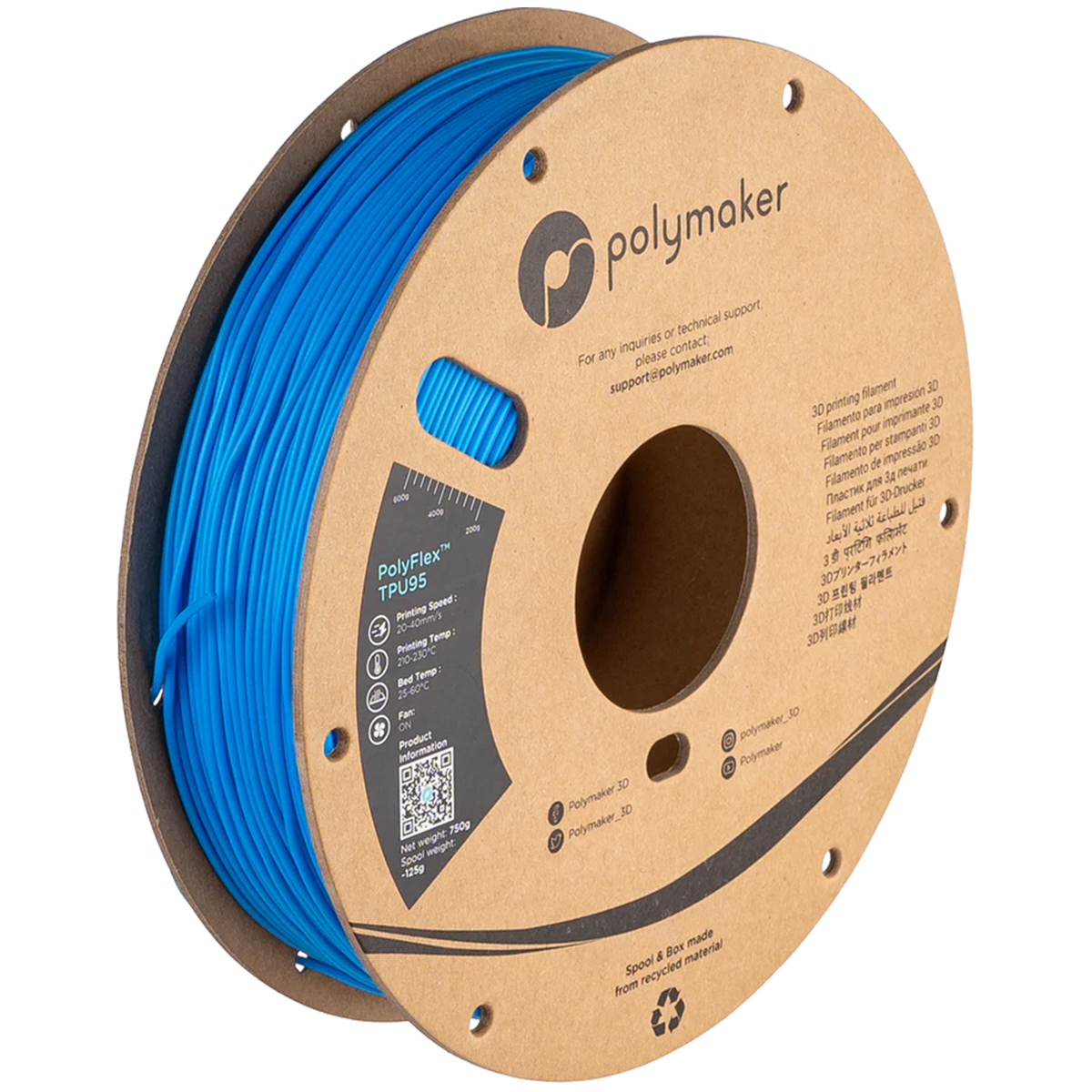 Polymaker PolyFlex TPU95 95A flexible filament for grips, bumpers, feet, strain relief, and soft functional parts
