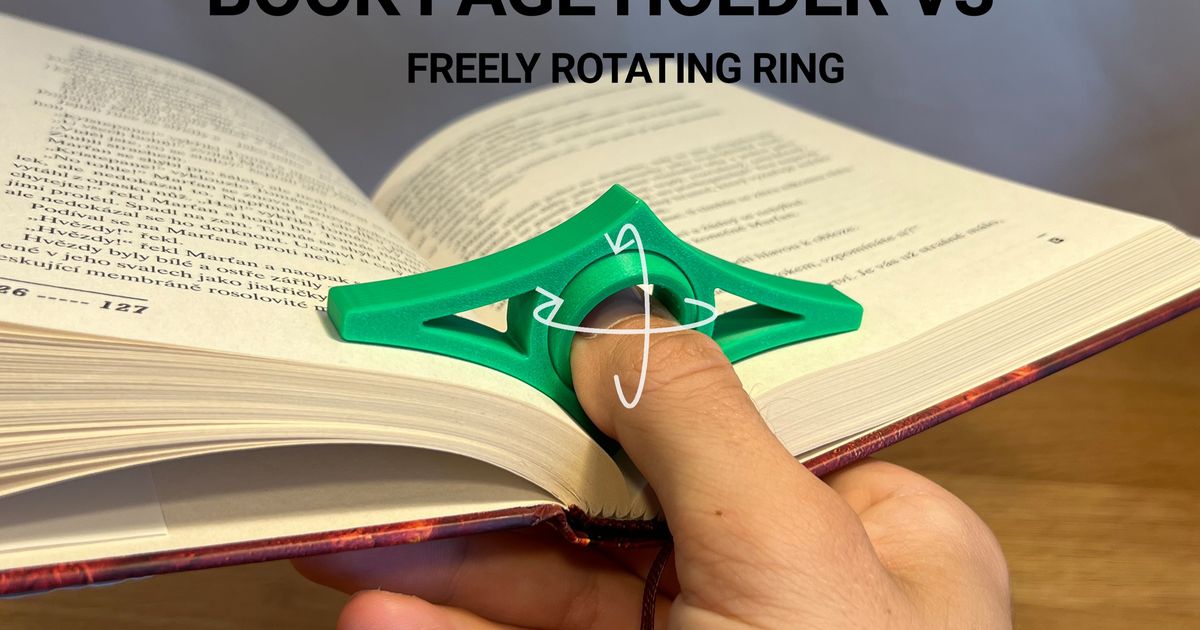 3D printed book page holder thumb ring keeping a paperback open with one hand