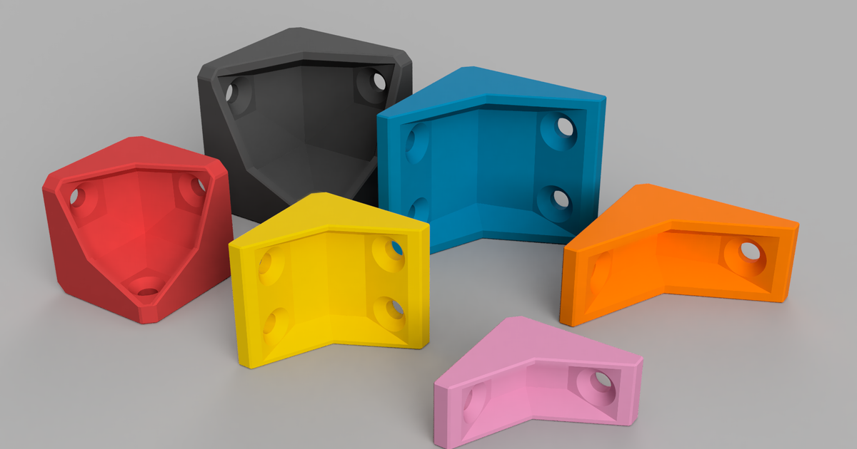 3D printed corner bracket for screw-mounted reinforcement on utility builds