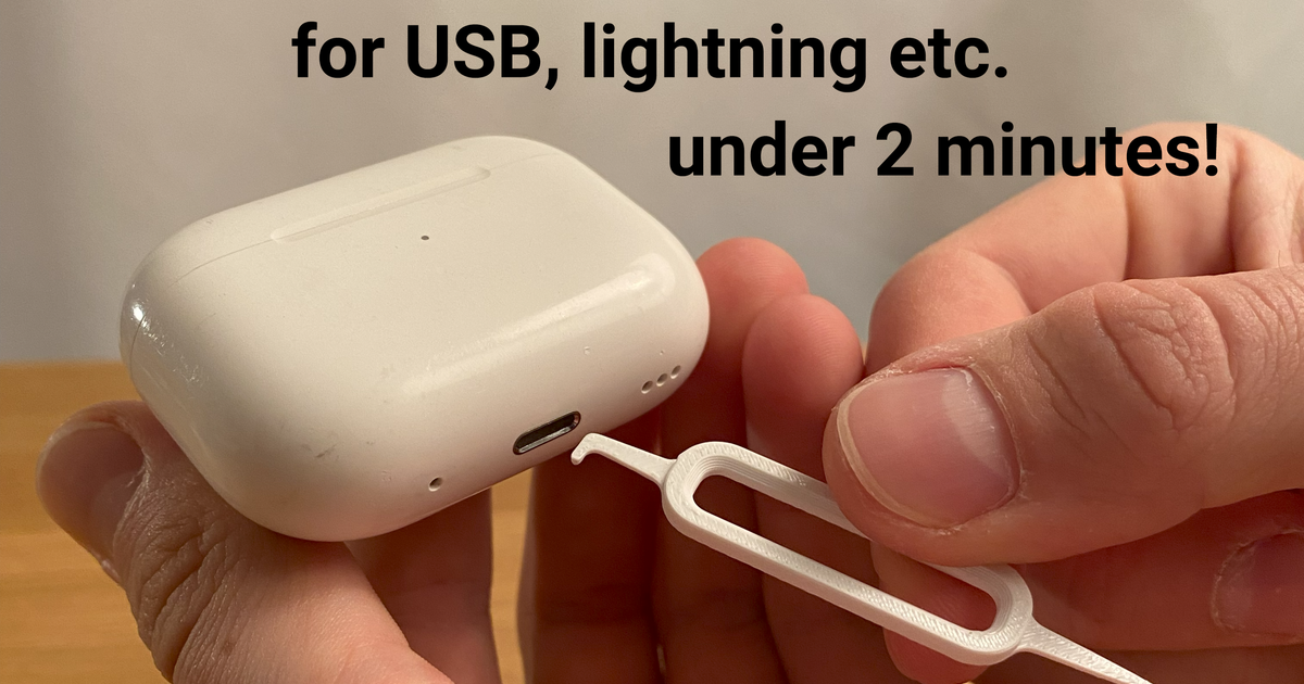 3D printed charger port cleaning tool for clearing lint from phone and tablet charging ports