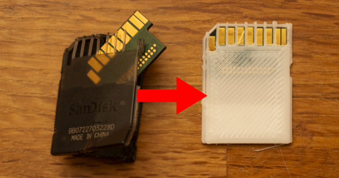 3D printed replacement shell for a broken SD card housing