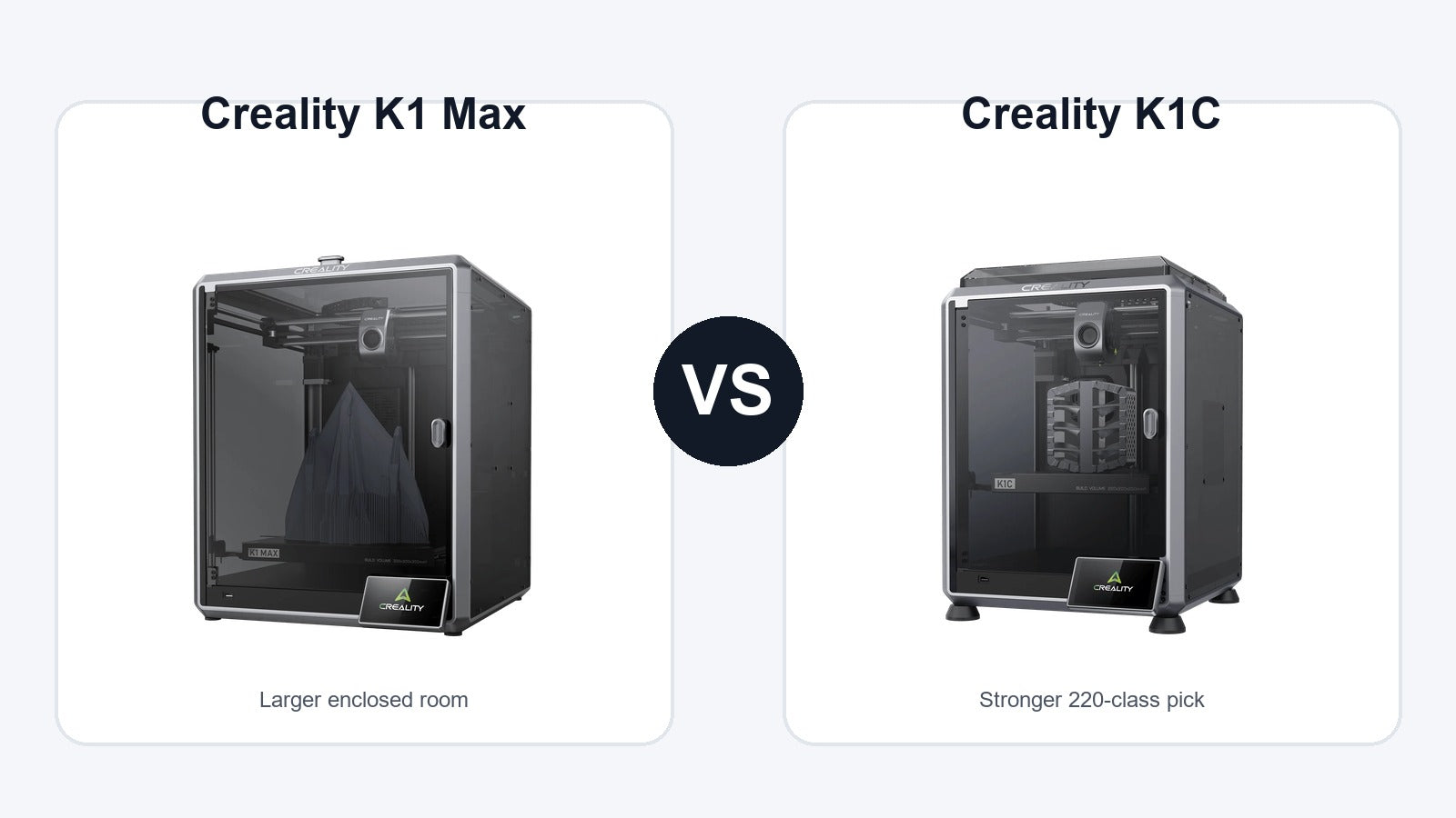 Creality K1 Max and Creality K1C 3D printer comparison hero image