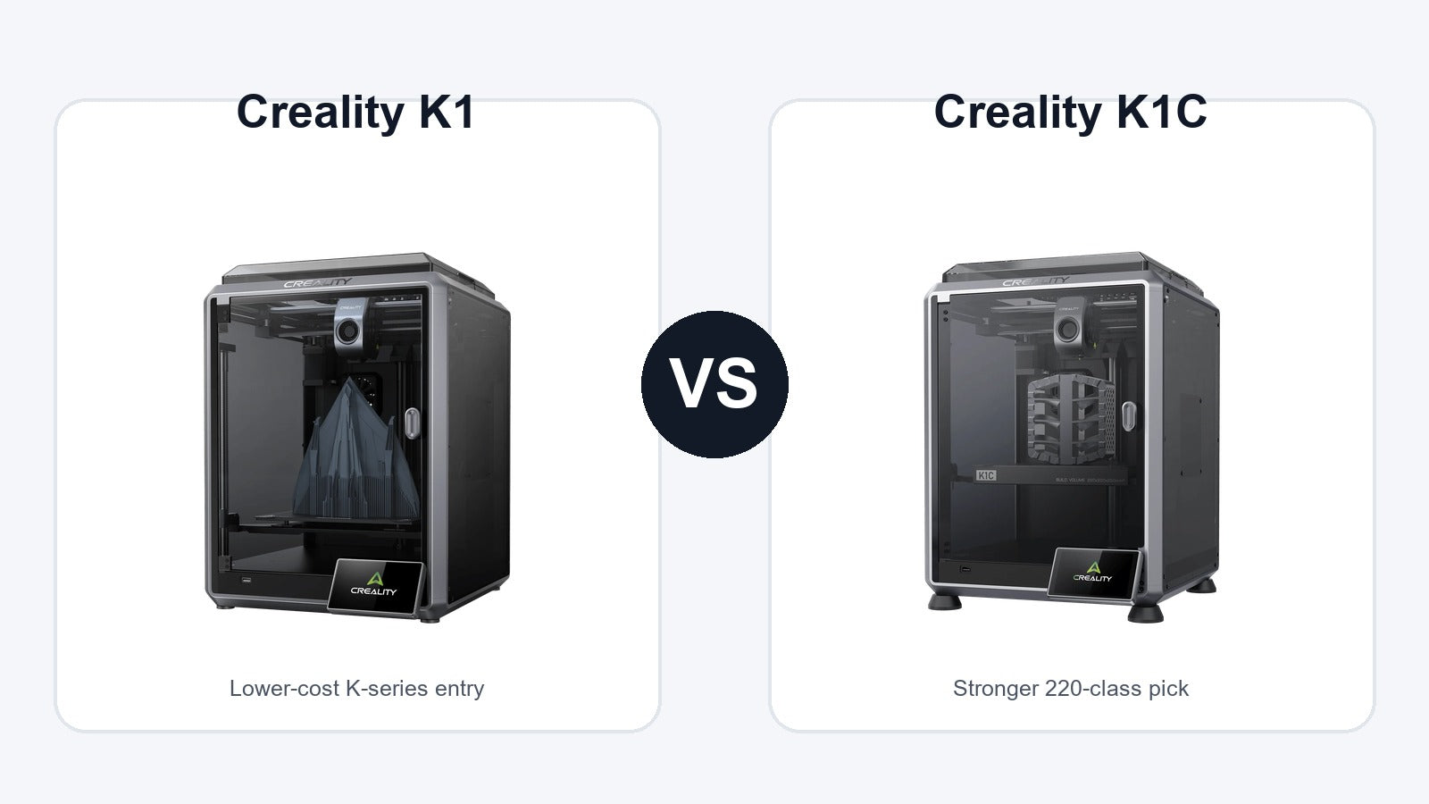 Creality K1 and Creality K1C 3D printer comparison hero image