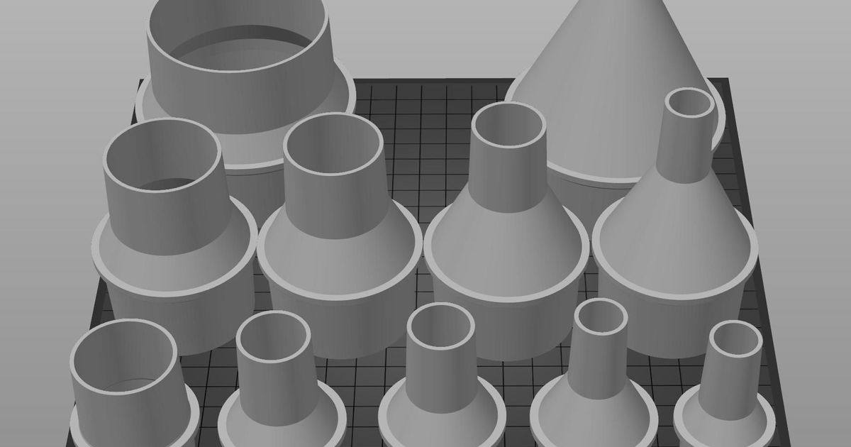 3D printed vacuum hose adapters for connecting mismatched dust collection ports and shop vac hoses