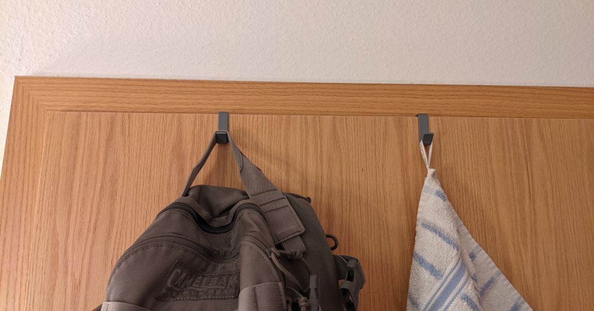 3D printed door-top hook for jackets, bags, towels, and quick extra storage