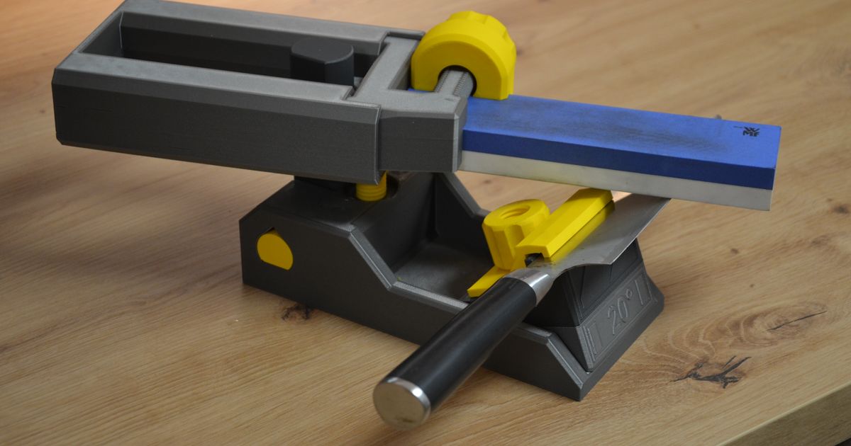 3D printed guided knife sharpener jig for wet-stone edge maintenance