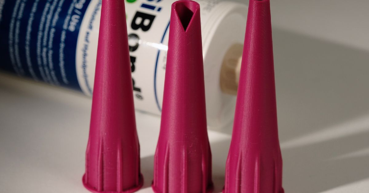 3D printed cartridge nozzle set for cleaner caulk and adhesive bead control