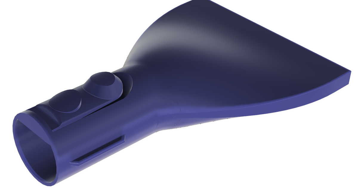 Slim 3D printed Dyson-compatible flat nozzle attachment for cleaning narrow gaps and vents