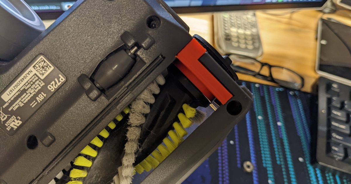 3D printed Ryobi carpet vacuum beater bar replacement part for a broken floor-head brush roller assembly