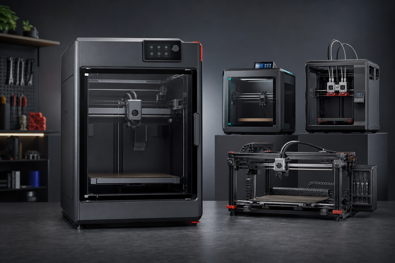 Creality K2 Plus alternatives for enclosed, heated-chamber, dual-nozzle, and toolchanger 3D printing