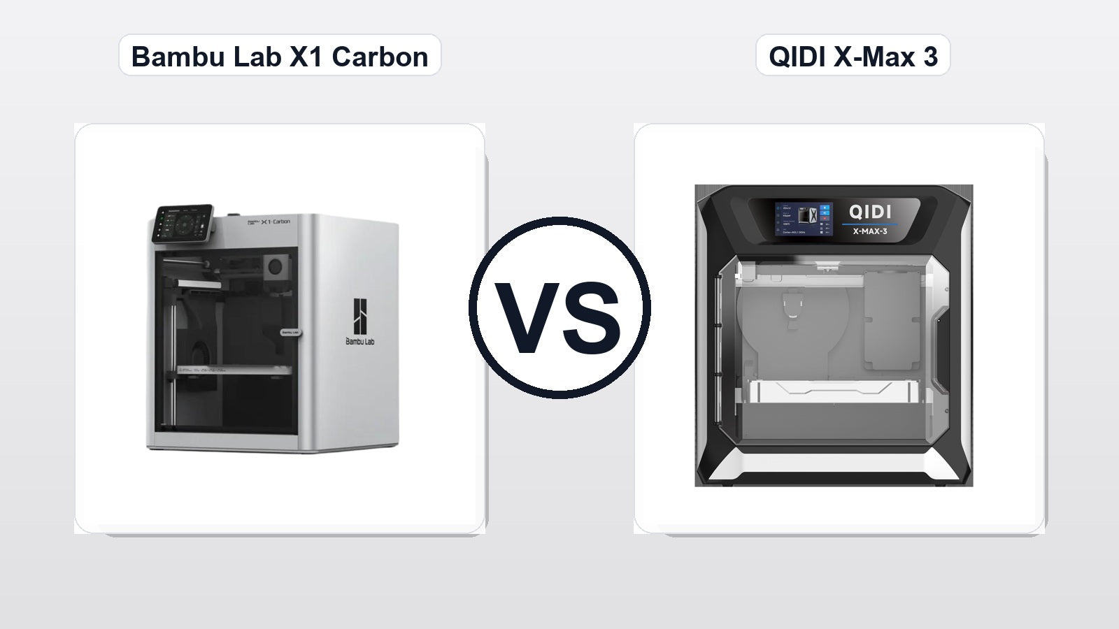 Bambu Lab X1 Carbon vs QIDI X-Max 3 comparison hero image
