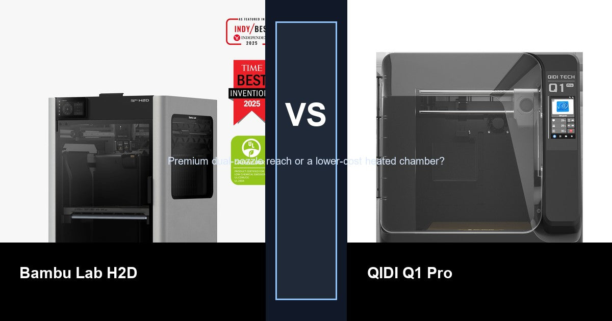Bambu Lab H2D vs QIDI Q1 Pro comparison hero image