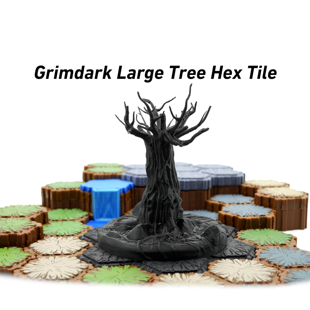 JCSFY Heroscape-compatible grimdark large tree terrain piece shown in the Etsy listing hero image