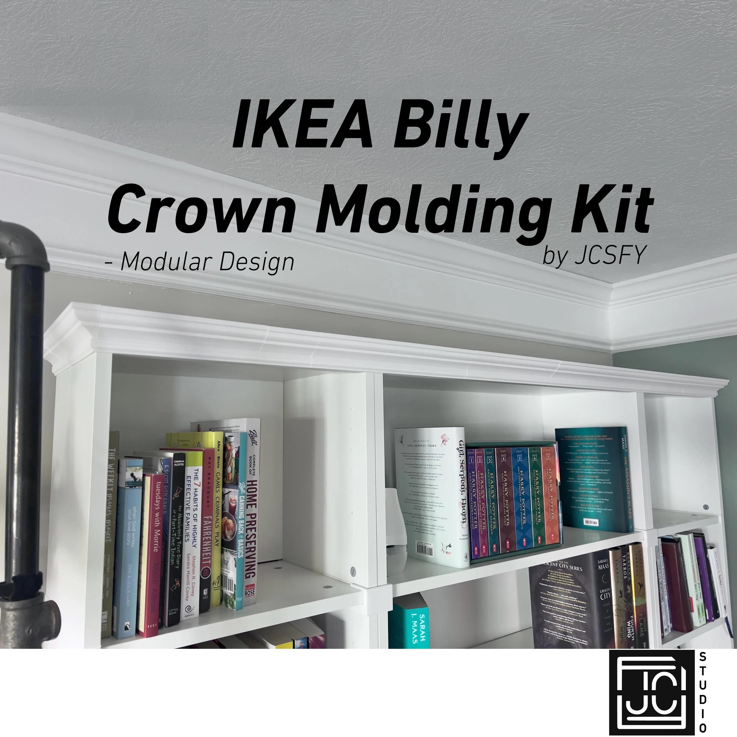Billy bookshelf crown molding kit for IKEA Billy shelves by JCSFY.