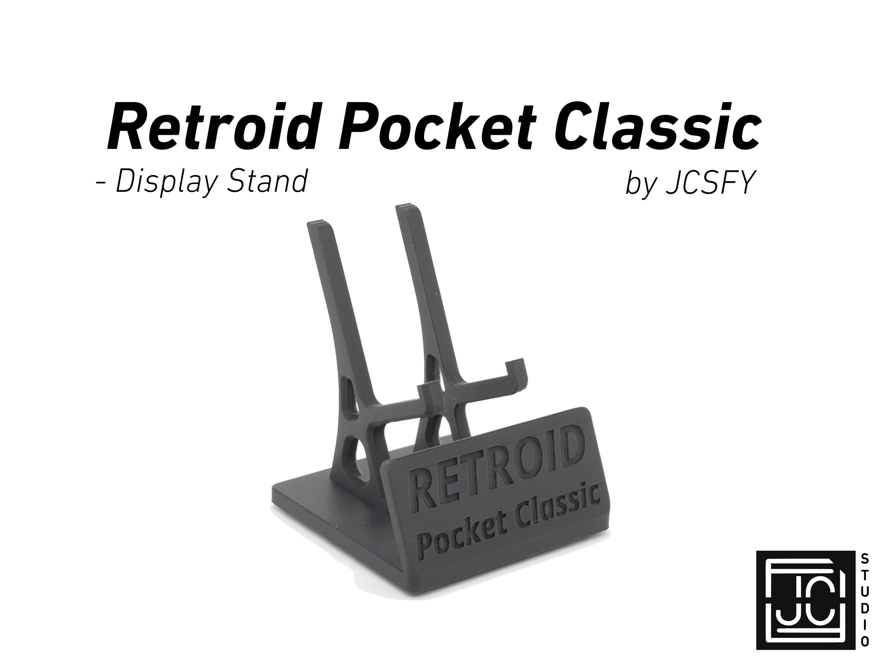 JCSFY Retroid Pocket Classic display stand shown in the Etsy listing hero image
