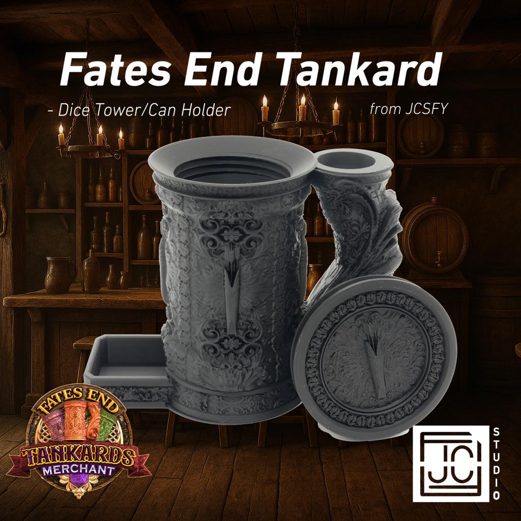 JCSFY ranger-themed tankard dice tower and can holder shown in the Etsy listing hero image