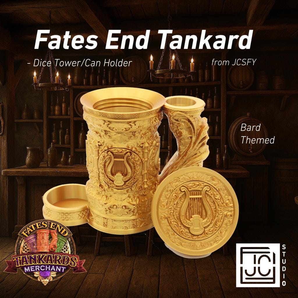 JCSFY Bard-themed Fates End tankard shown in the Etsy listing hero image
