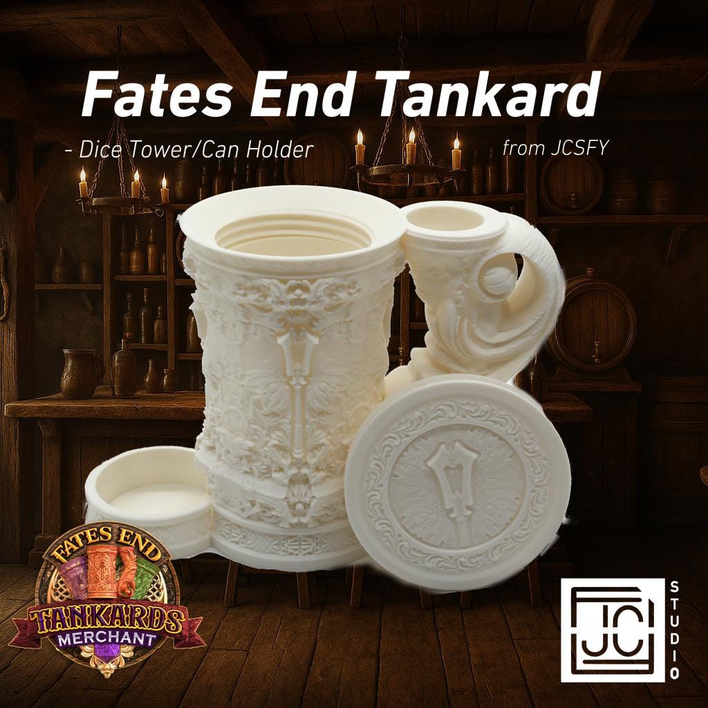 JCSFY Cleric-themed Fates End tankard shown in the Etsy listing hero image
