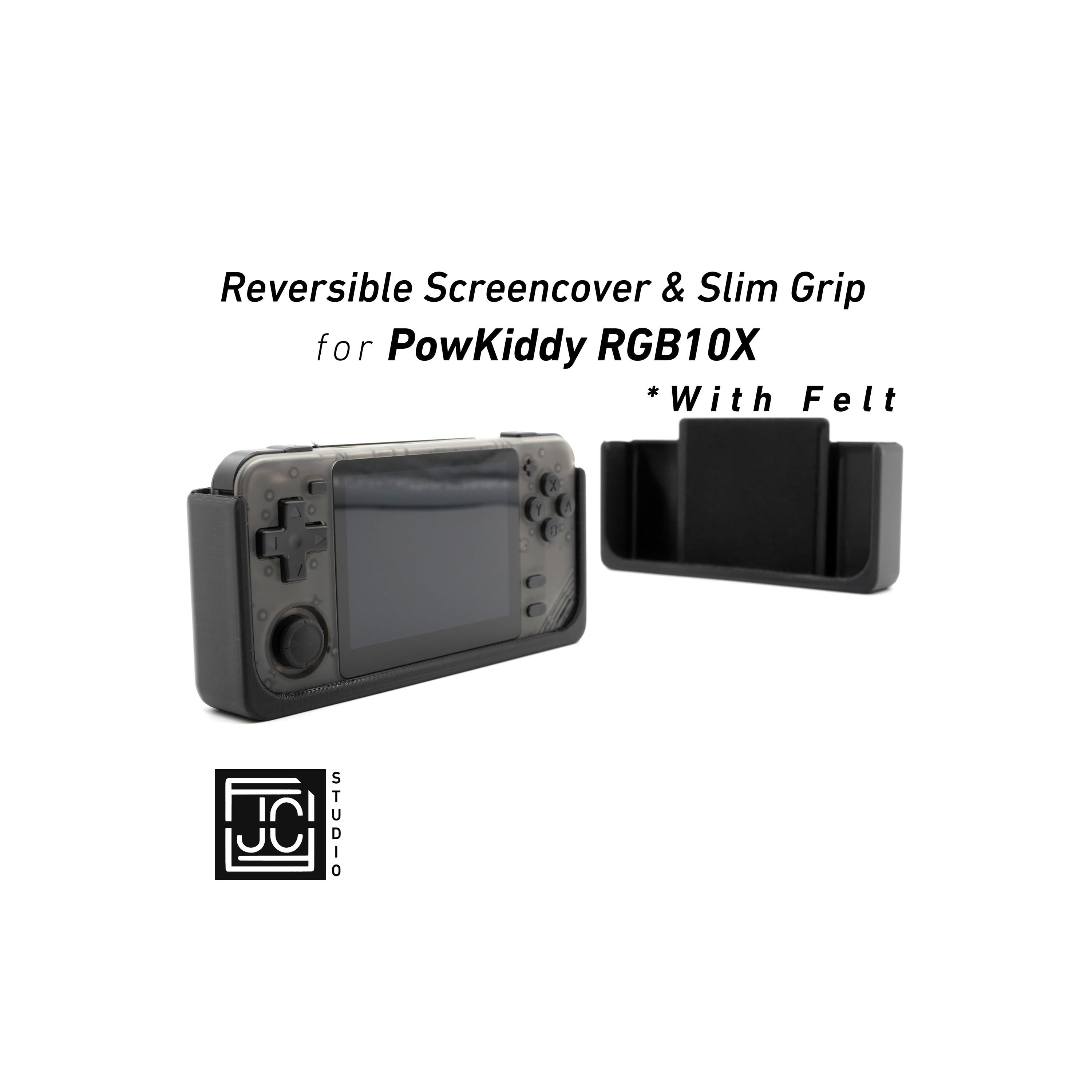 JCSFY slim grip and reversible screen cover for PowKiddy RGB10X shown in the Etsy listing hero image