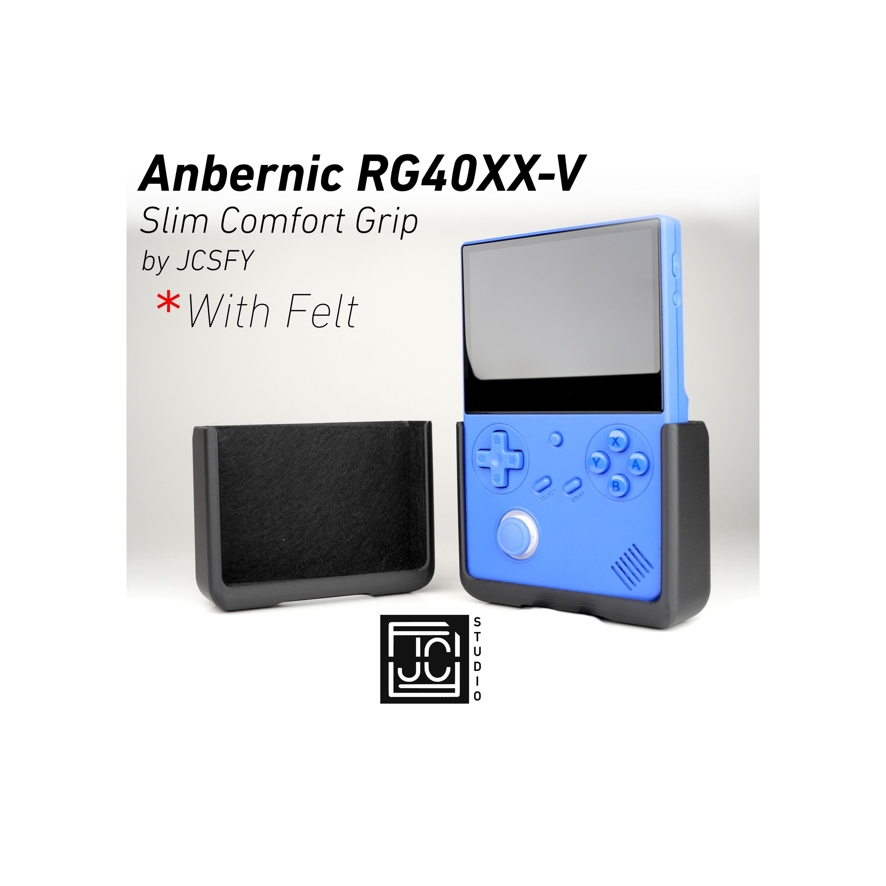 JCSFY slim comfort grip for the Anbernic RG40XX-V shown in the Etsy listing hero image