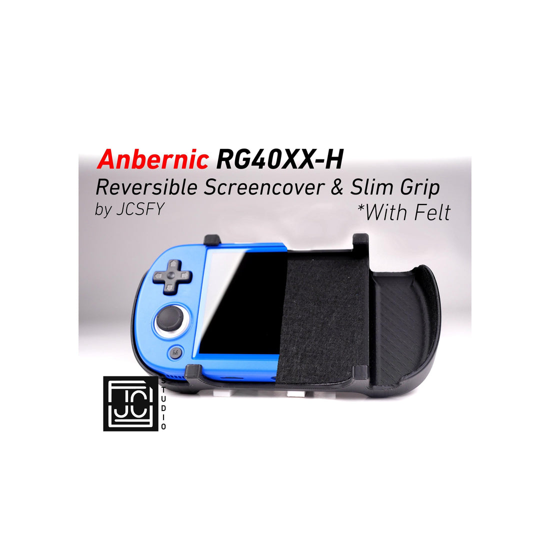 JCSFY slim grip and reversible screen cover for the Anbernic RG40XX-H handheld