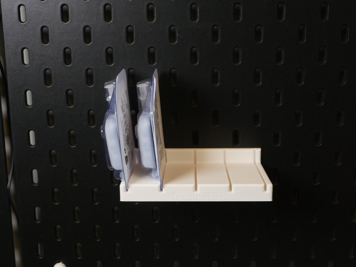 JCSFY Omnipod 5 organizer shelf for IKEA Skadis shown in the Etsy listing hero image