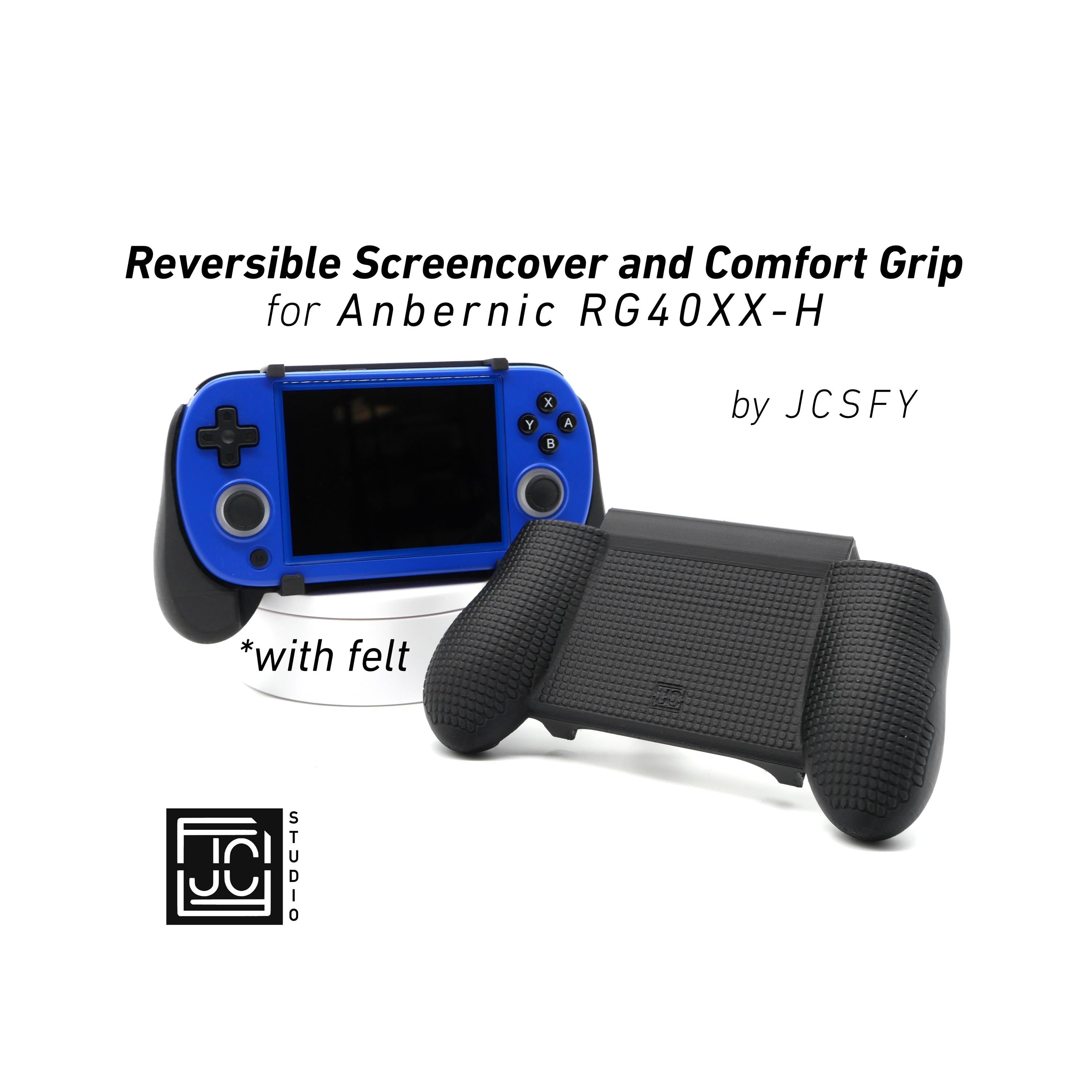 JCSFY thick comfort grip and reversible screen cover for the Anbernic RG40XX-H shown in the Etsy listing hero image
