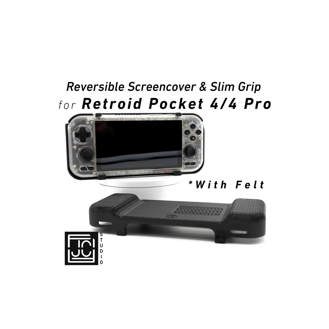 JCSFY Retroid Pocket 4 slim grip and reversible screen cover shown in the Etsy listing hero image
