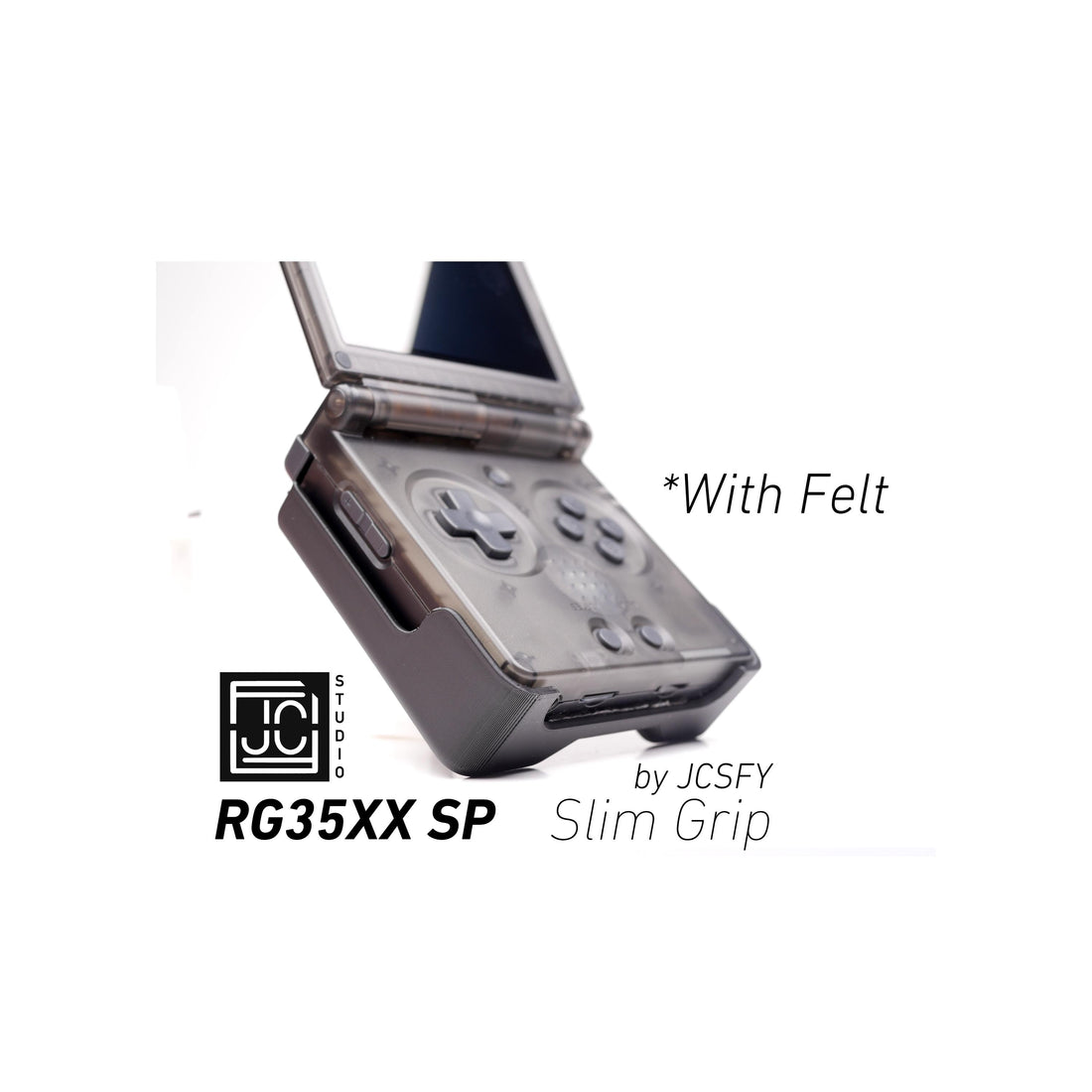JCSFY Anbernic RG35XX-SP slim grip shown in the Etsy listing hero image