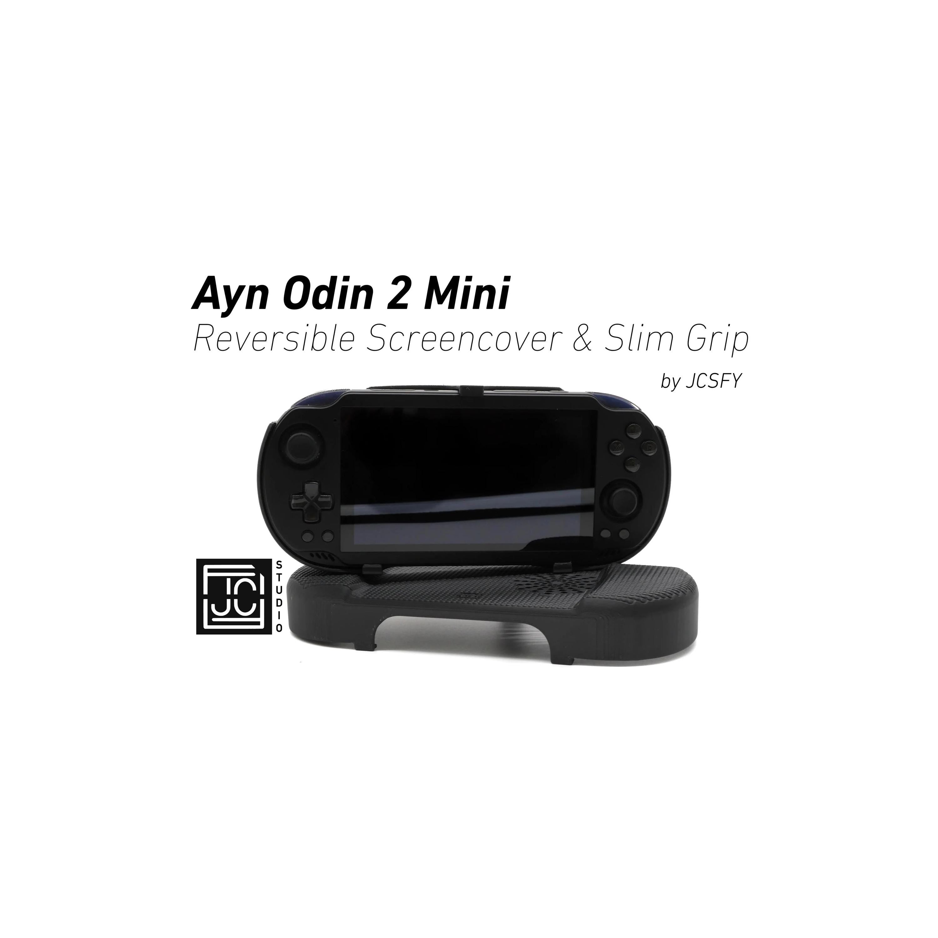 JCSFY slim grip and reversible screen cover for the AYN Odin 2 Mini shown in the Etsy listing hero image