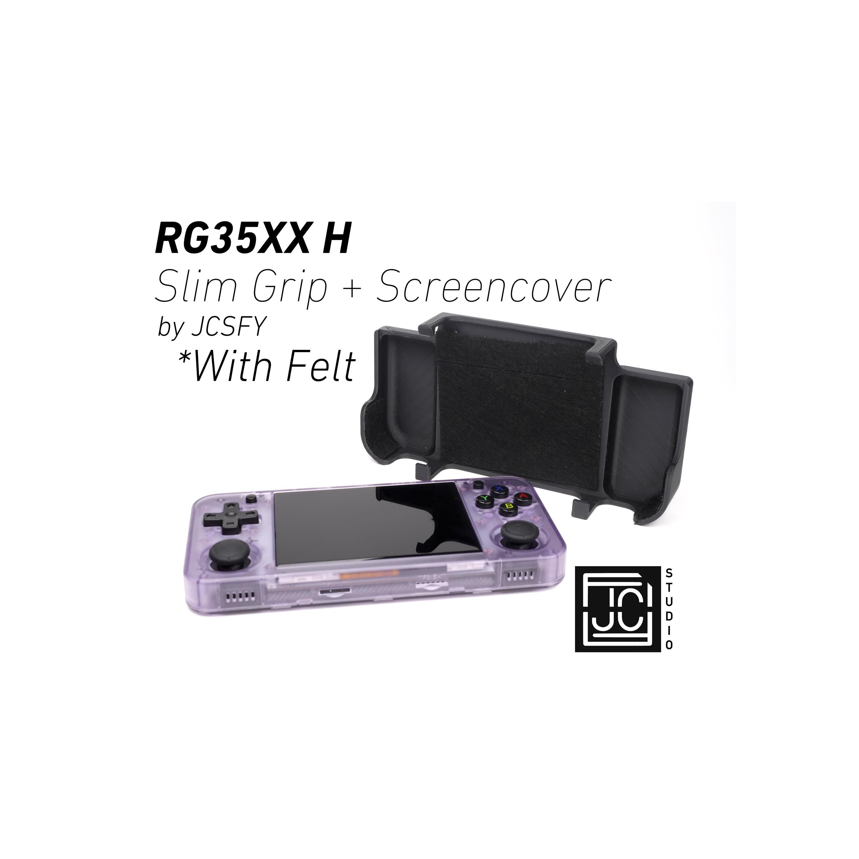 JCSFY slim grip and reversible screen cover for the Anbernic RG35XX-H shown in the Etsy listing hero image