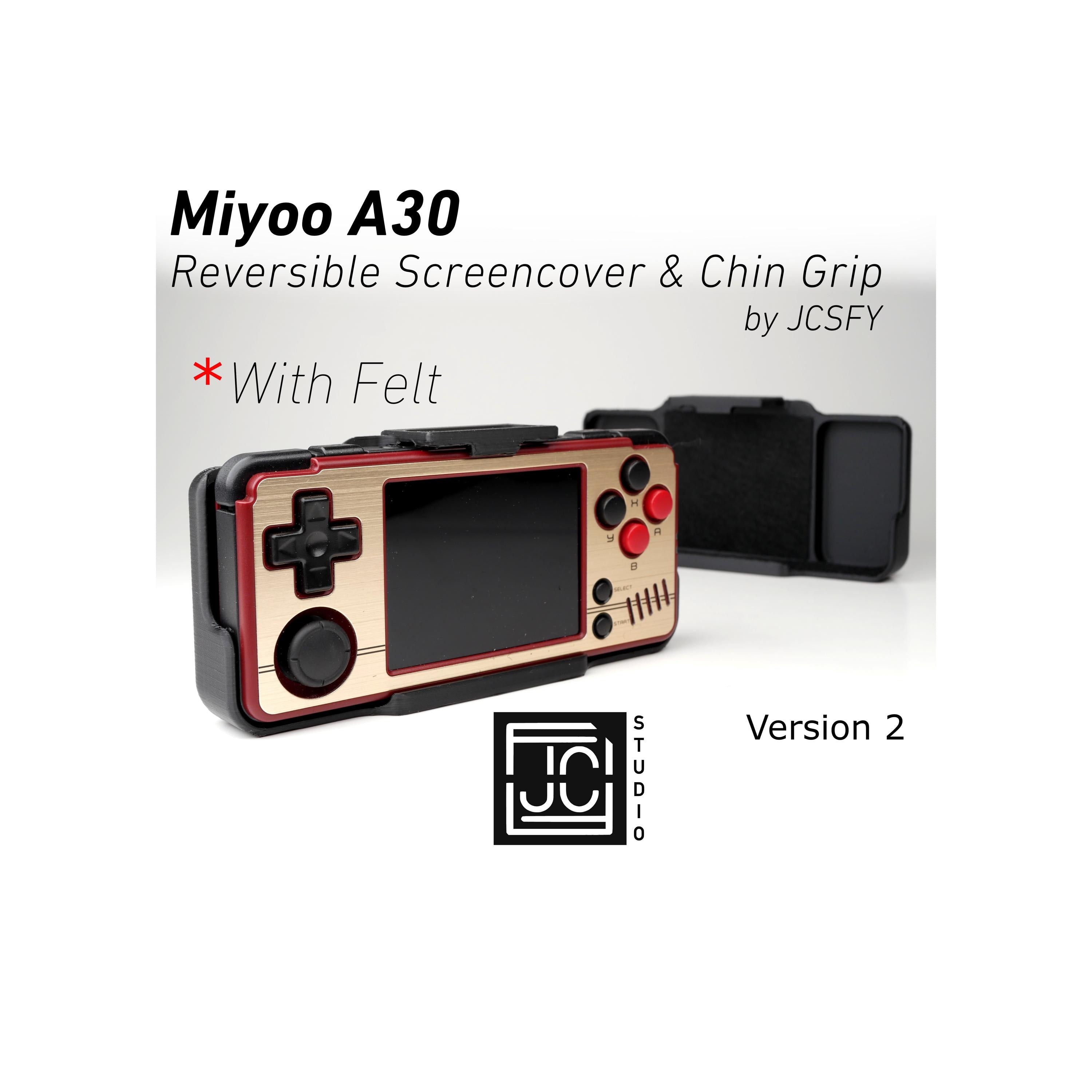 JCSFY Miyoo A30 2-in-1 comfort grip and reversible screen cover shown in the Etsy listing hero image
