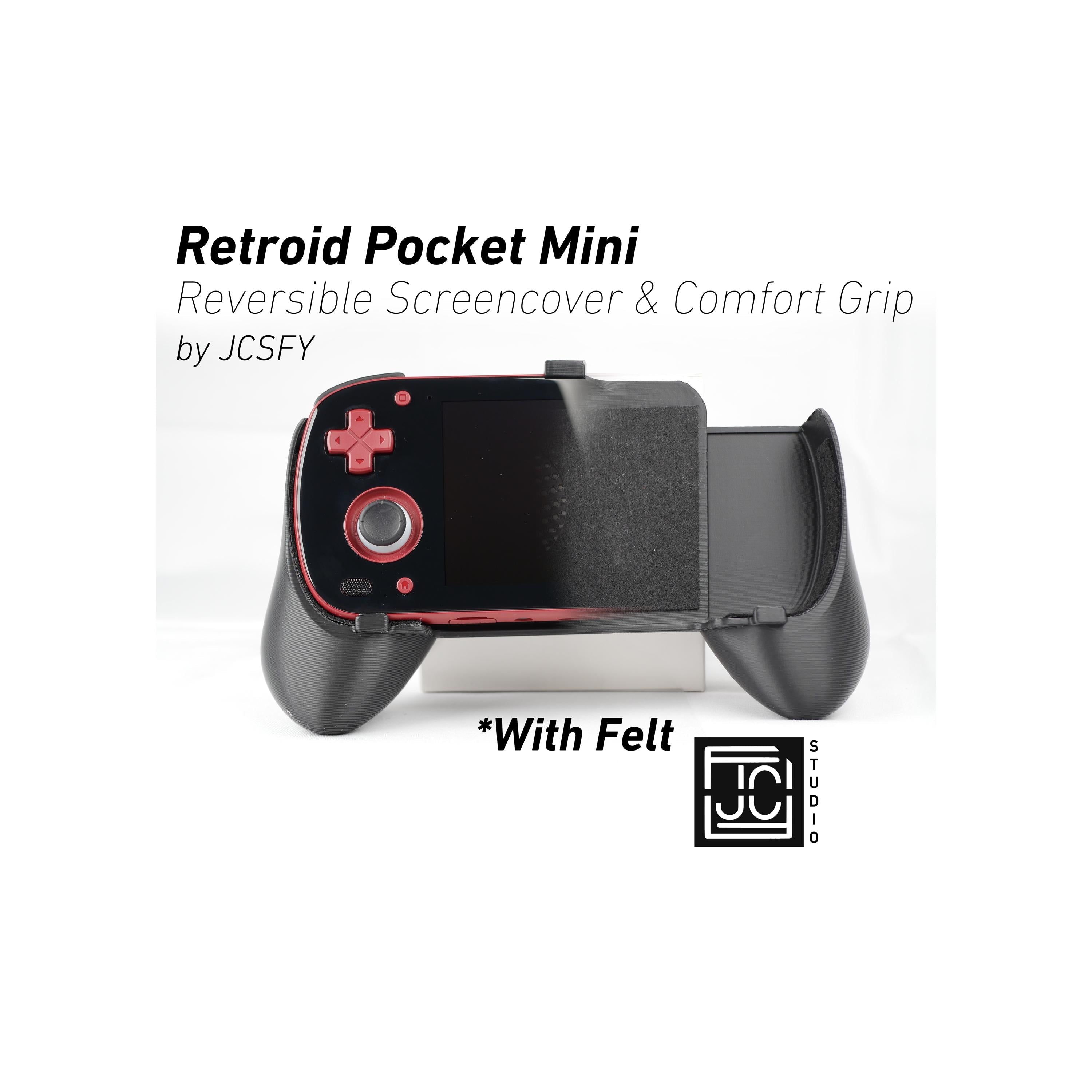 JCSFY thick comfort grip and screen cover for the Retroid Pocket Mini shown in the Etsy listing hero image